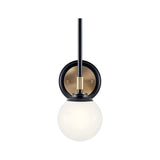 Benno 1 Light Bathroom Opal Glass Wall Light - Black/Champagne
