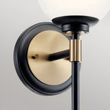 Benno 1 Light Bathroom Opal Glass Wall Light - Black/Champagne
