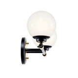 Benno 2 Light Bathroom Opal Glass Wall Light - Black/Champagne