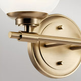 Benno 2 Light Bathroom Opal Glass Wall Light - Champagne