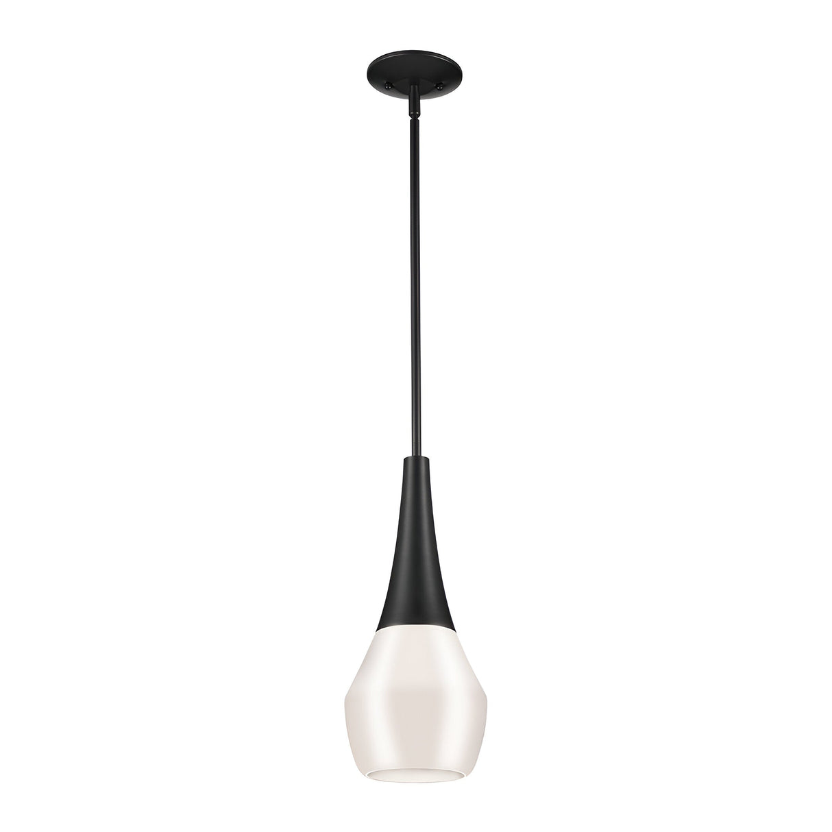 Deela 1 Light Opal Glass Pendant - Black