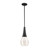 Deela 1 Light Opal Glass Pendant - Black