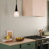 Deela 1 Light Opal Glass Pendant - Black
