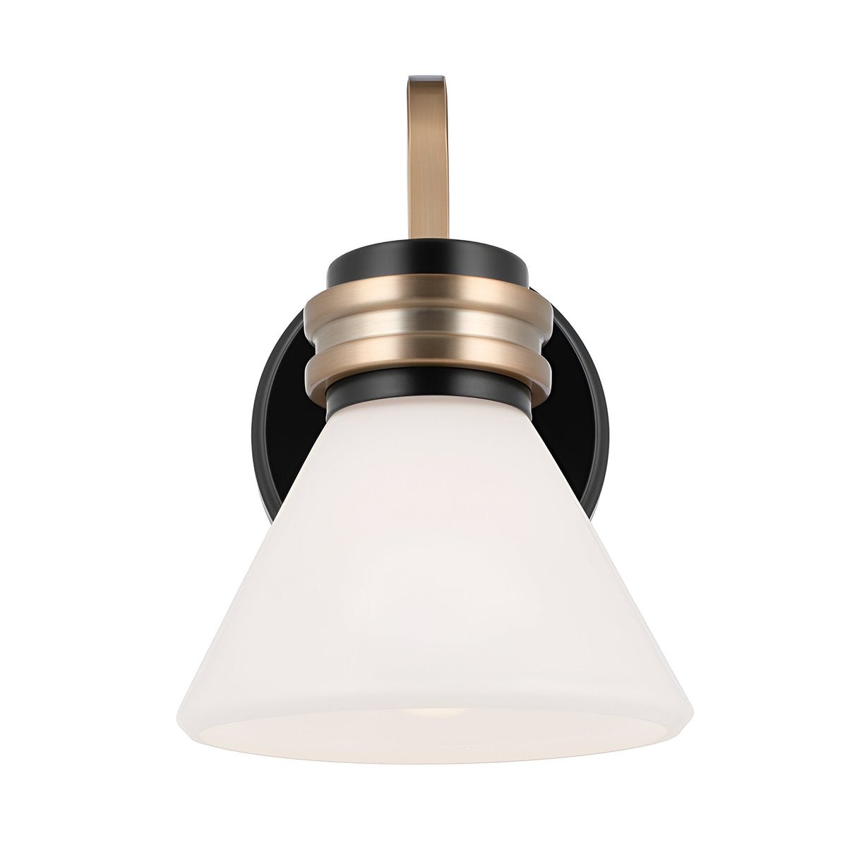 Farum 1 Light Bathroom Opal Glass Wall Light - Black/Champagne