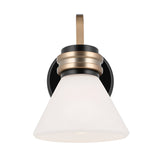 Farum 1 Light Bathroom Opal Glass Wall Light - Black/Champagne