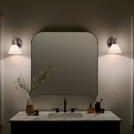 Farum 1 Light Bathroom Opal Glass Wall Light - Polished Chrome