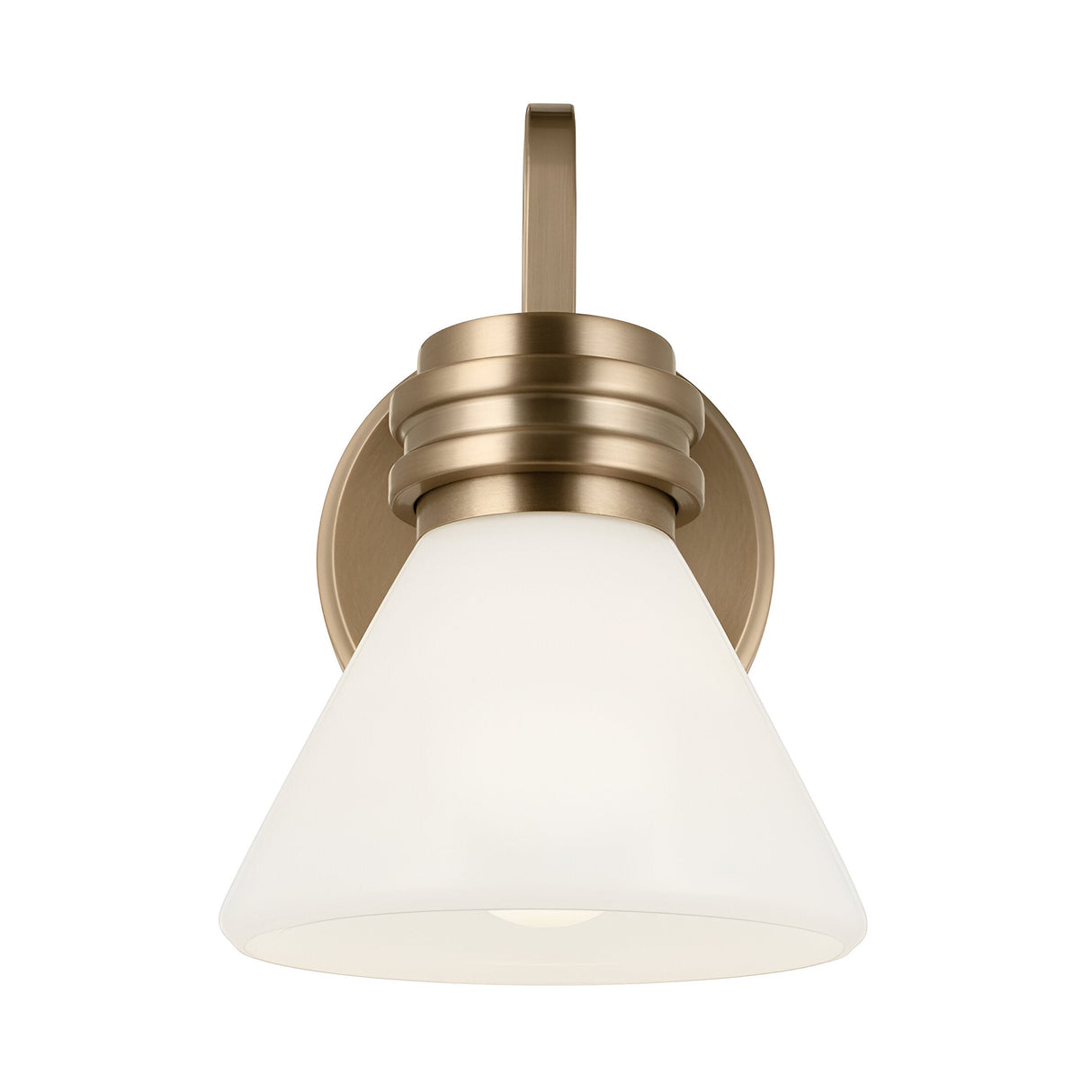 Farum 1 Light Bathroom Opal Glass Wall Light - Champagne
