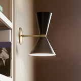 Phix 2 Light Wall Light - Black/Brass