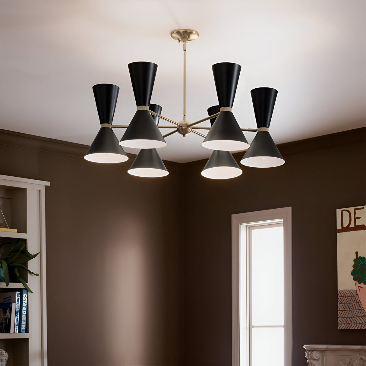 Phix 12 Light Chandelier - Black/Brass
