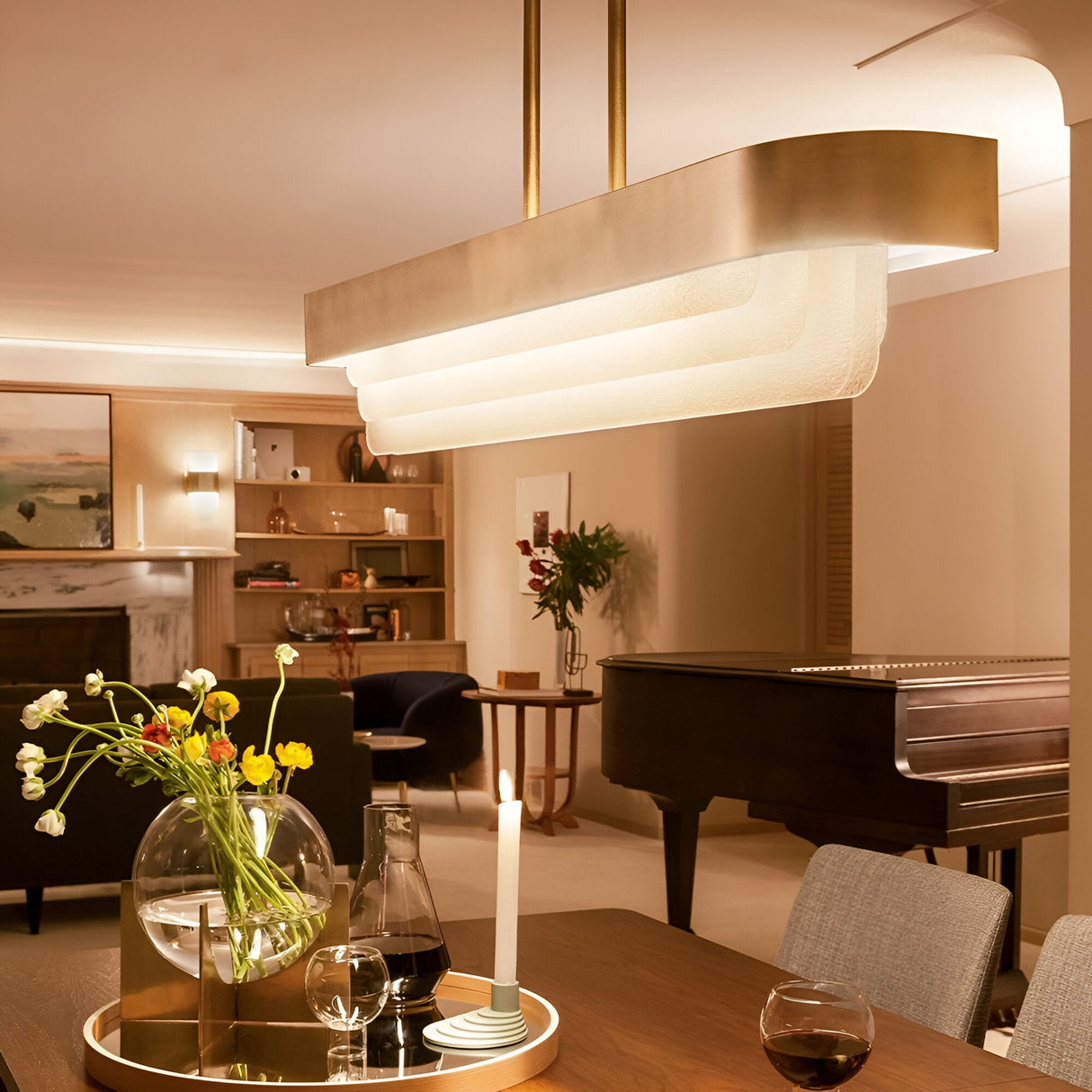 Serene LED Glass Linear Suspension 40W 3000K - Brass
