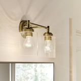 Winslow 2 Light Glass Wall Light - Brass