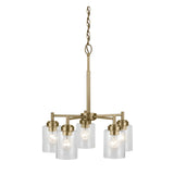 Winslow 5 Light Glass Chandelier - Brass