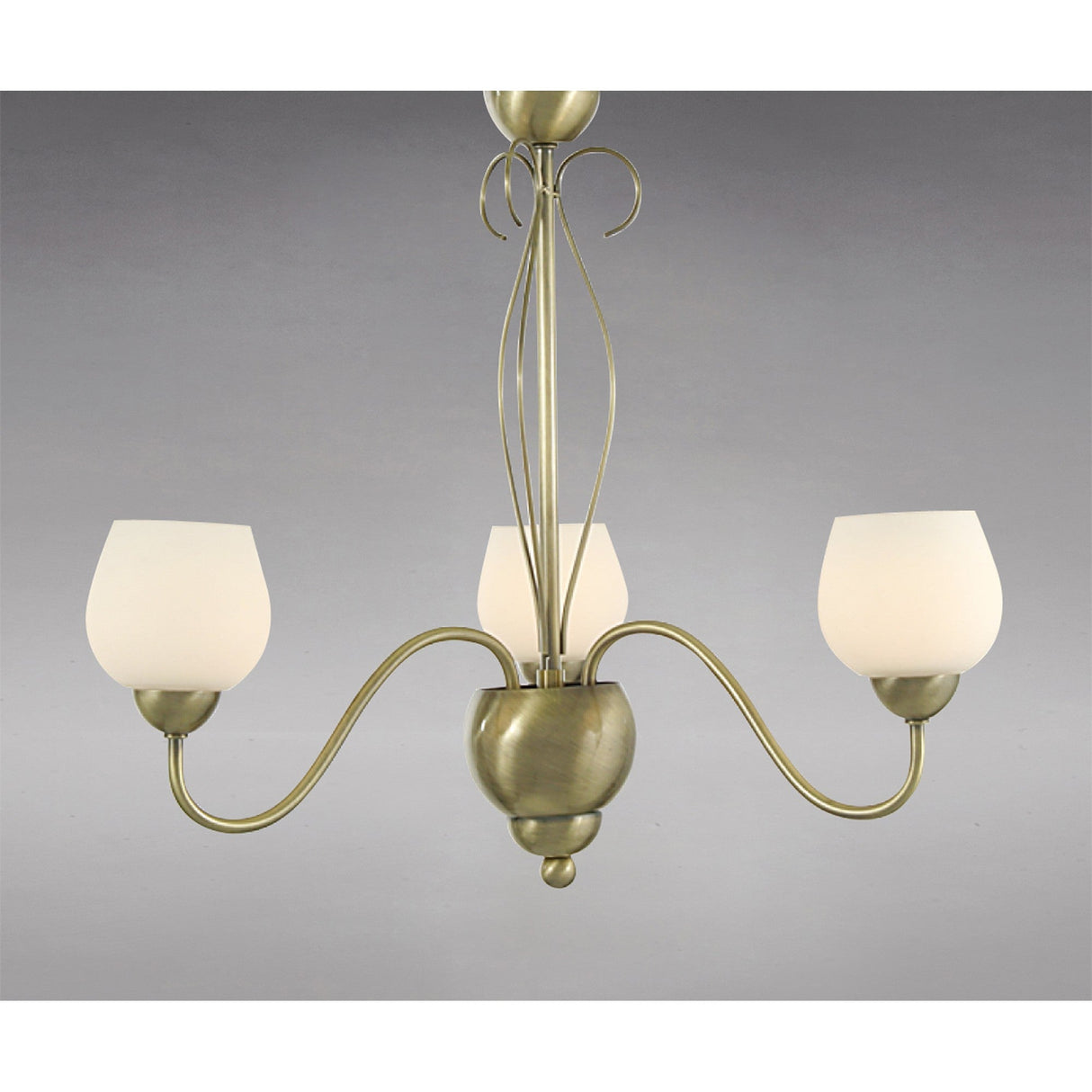 Klara 46cm 3 Light Opal Glass Chandelier - Antique Brass
