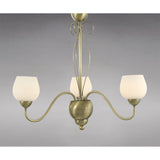 Klara 46cm 3 Light Opal Glass Chandelier - Antique Brass