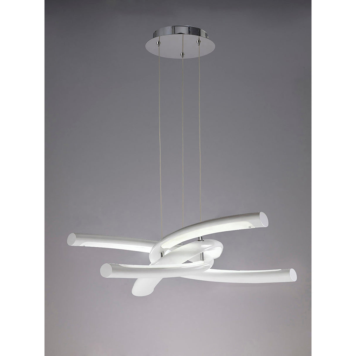 Knot 76cm LED Suspension Light - Gloss White & Polished Chrome