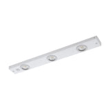 Kob Under Cabinet Light in white steel, a slim bar with three round integrated LED spotlights, shown on a plain white background.
