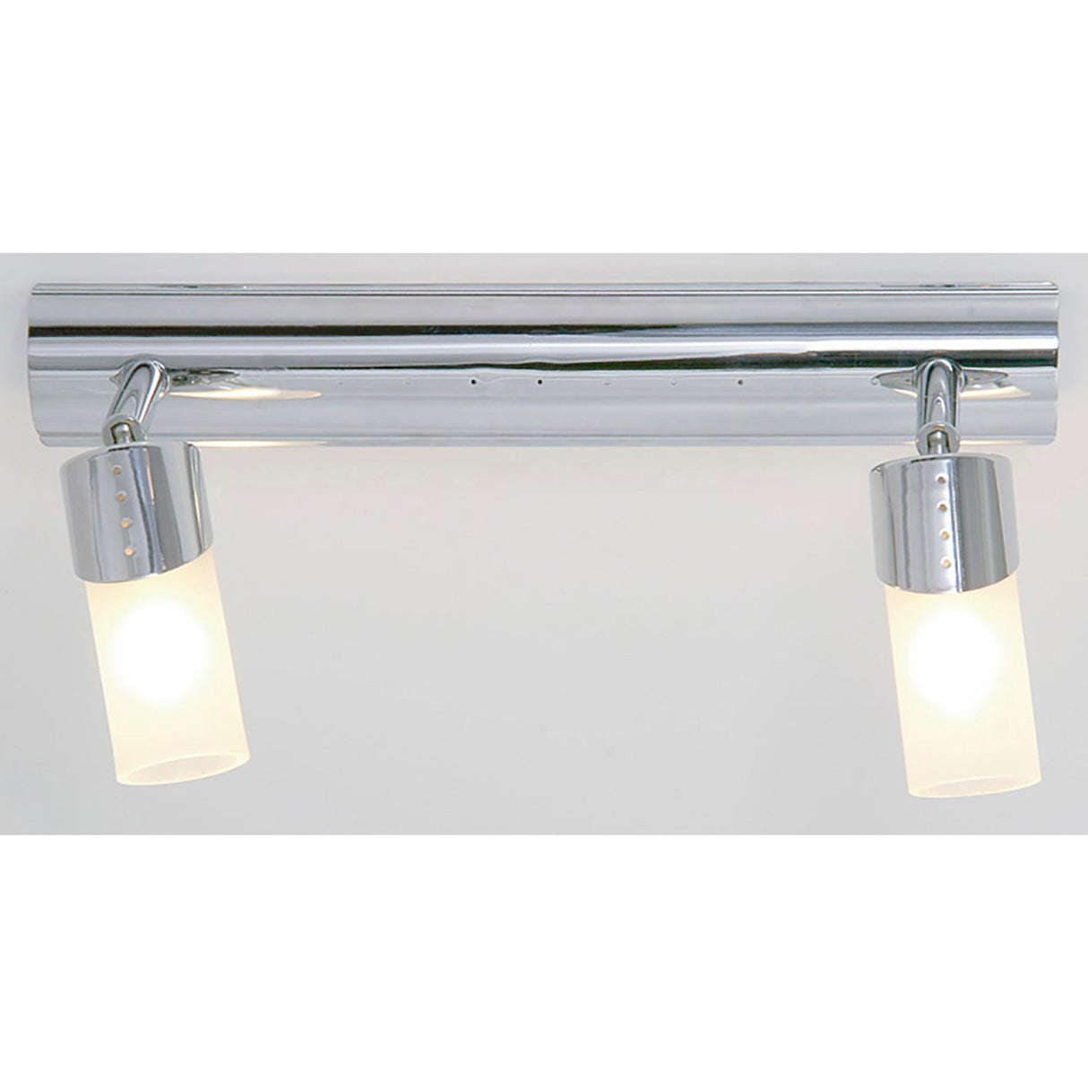 Kopus 2 Light Frosted Glass Semi-Flush Ceiling Light - Polished Chrome