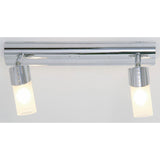Kopus 2 Light Frosted Glass Semi-Flush Ceiling Light - Polished Chrome