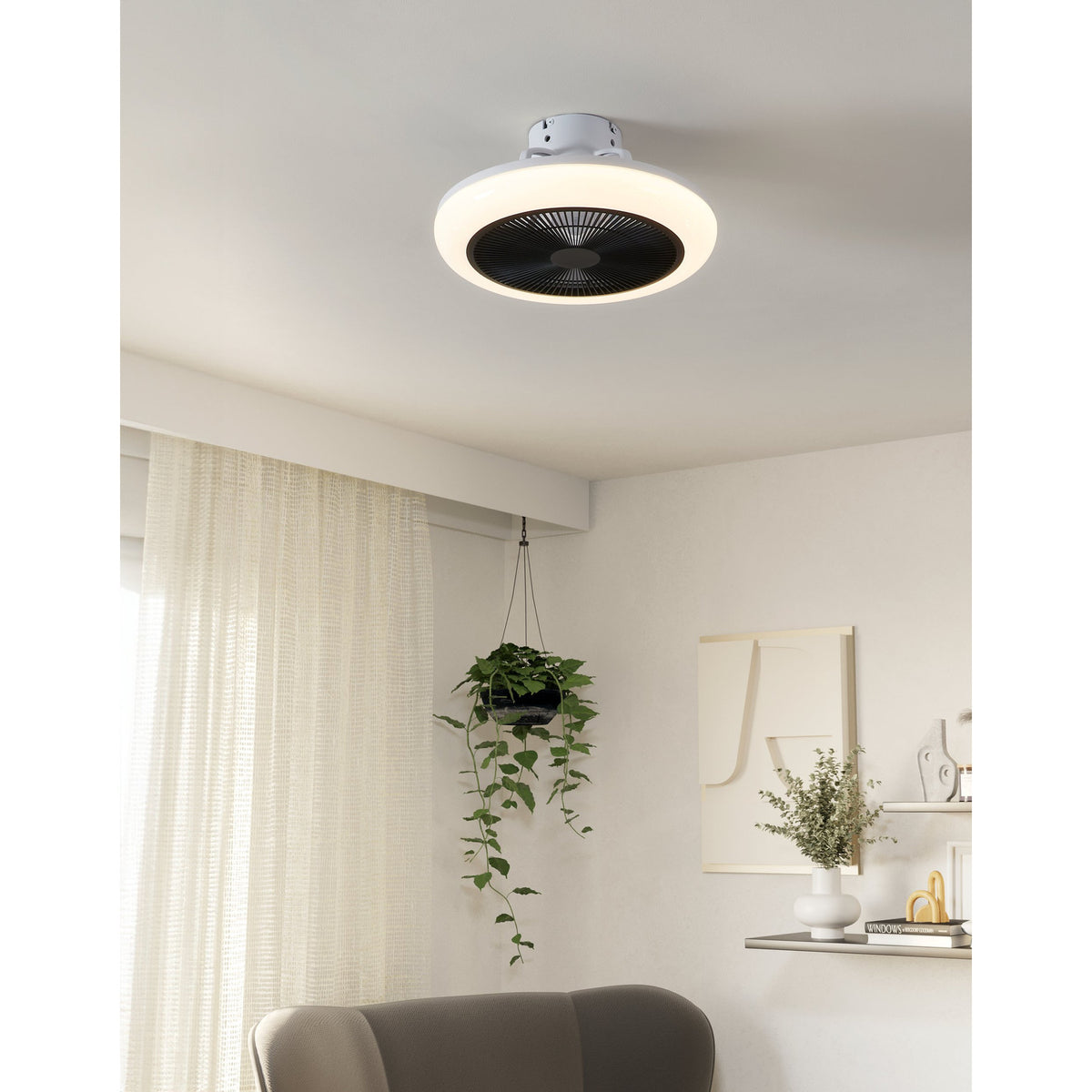 Kostrena Ceiling Fan with Light - White & Black