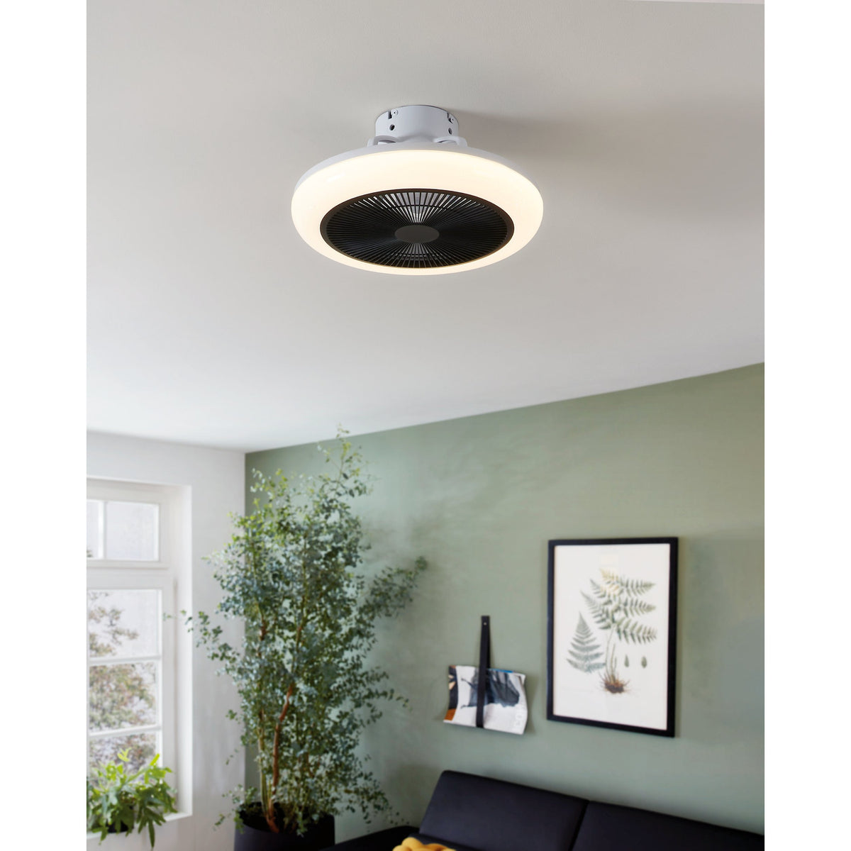 Kostrena Ceiling Fan with Light - White & Black