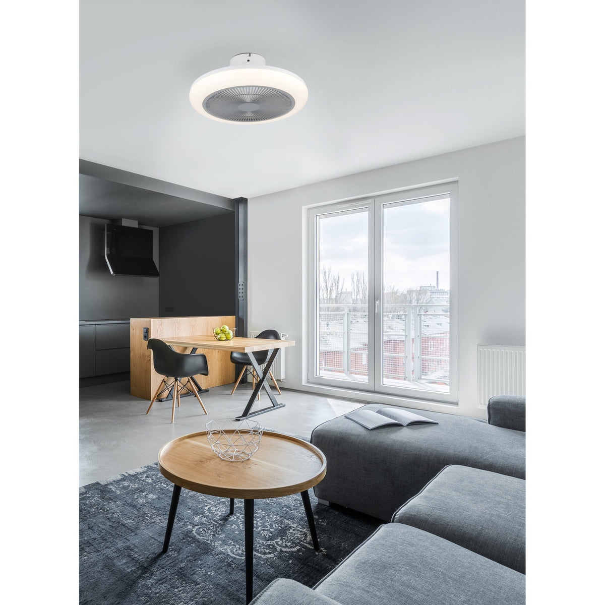 Kostrena Ceiling Fan with Light - White & Grey