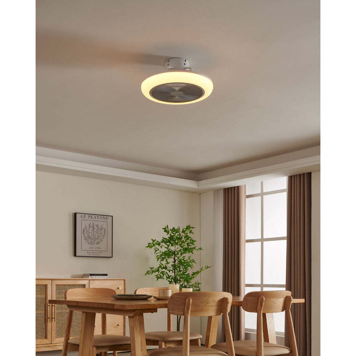 Kostrena Ceiling Fan with Light - White & Grey