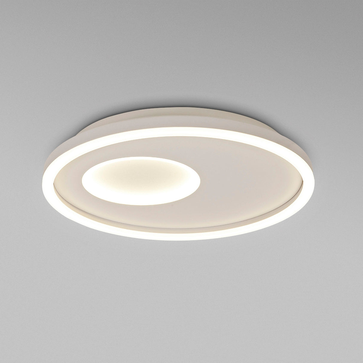 Krater CCT Dimmable LED Semi-Flush Ceiling Light With Remote Control - White