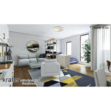 Krater CCT Dimmable LED Semi-Flush Ceiling Light With Remote Control - White