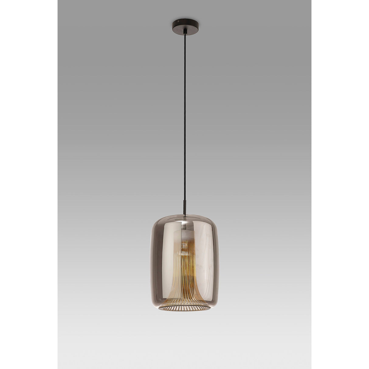 Kriss 24cm Cylinder 1 Light Glass Pendant Light - Black