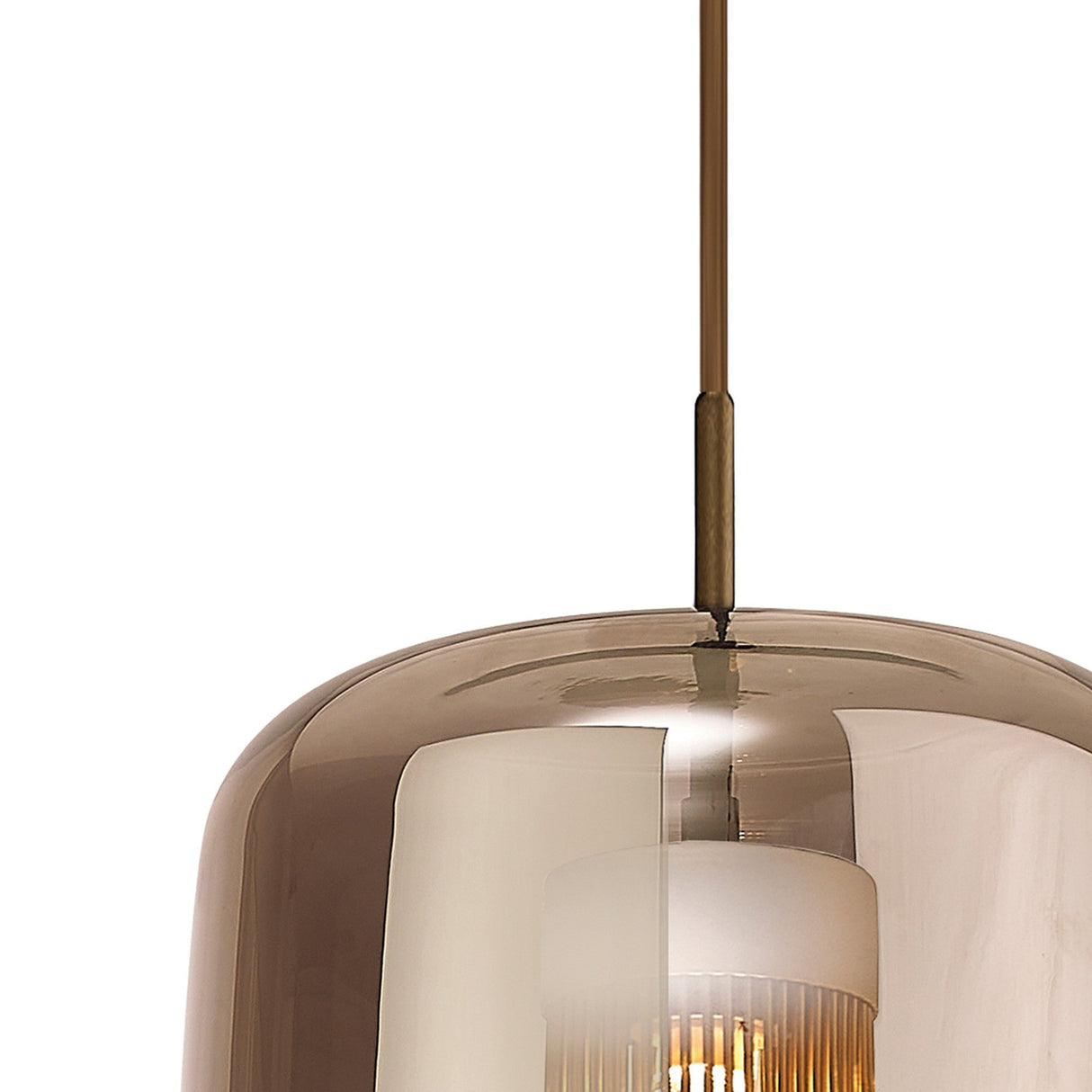 Kriss 24cm Cylinder 1 Light Glass Pendant Light - Bronze
