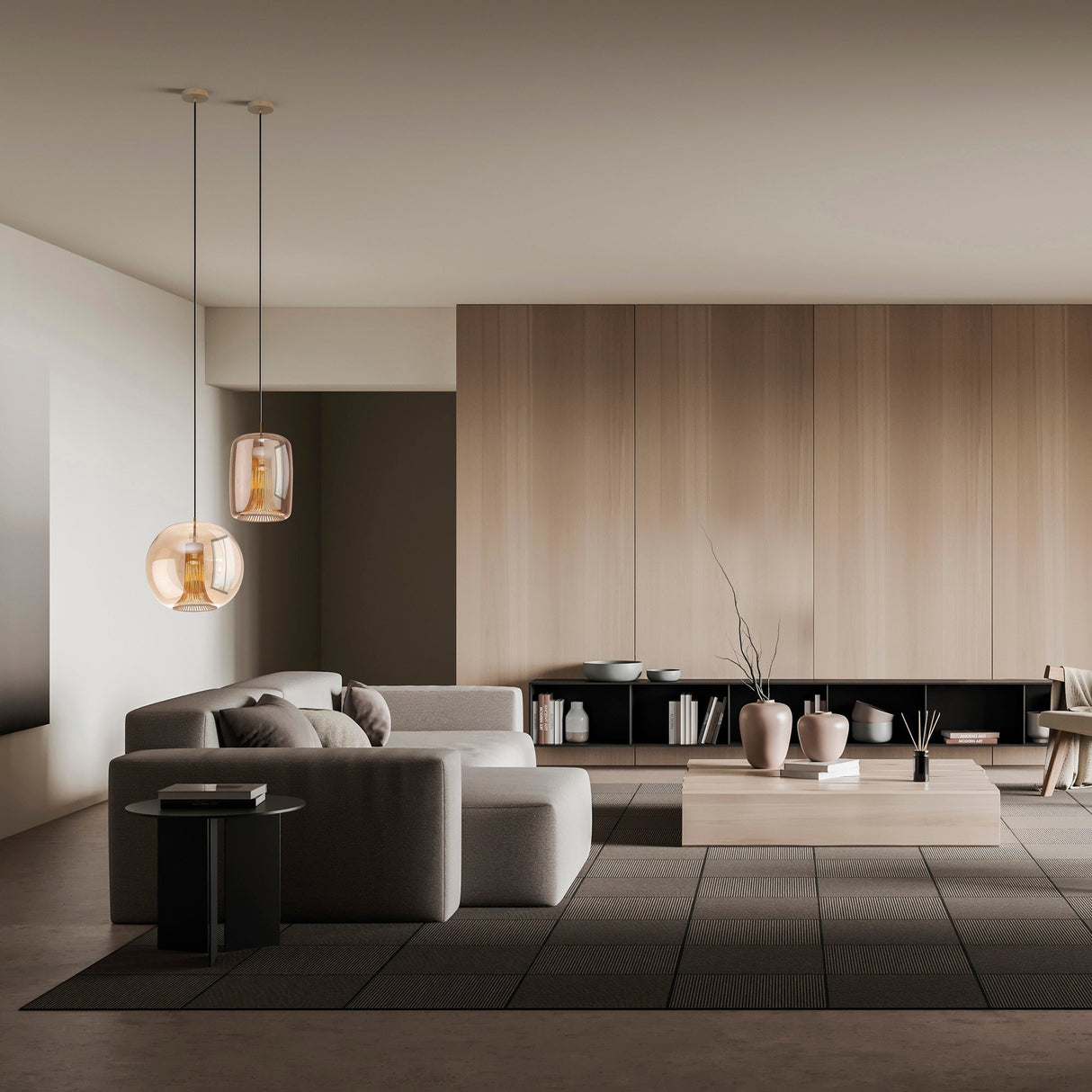 Kriss 40cm Circle 1 Light Glass Pendant Light - Bronze