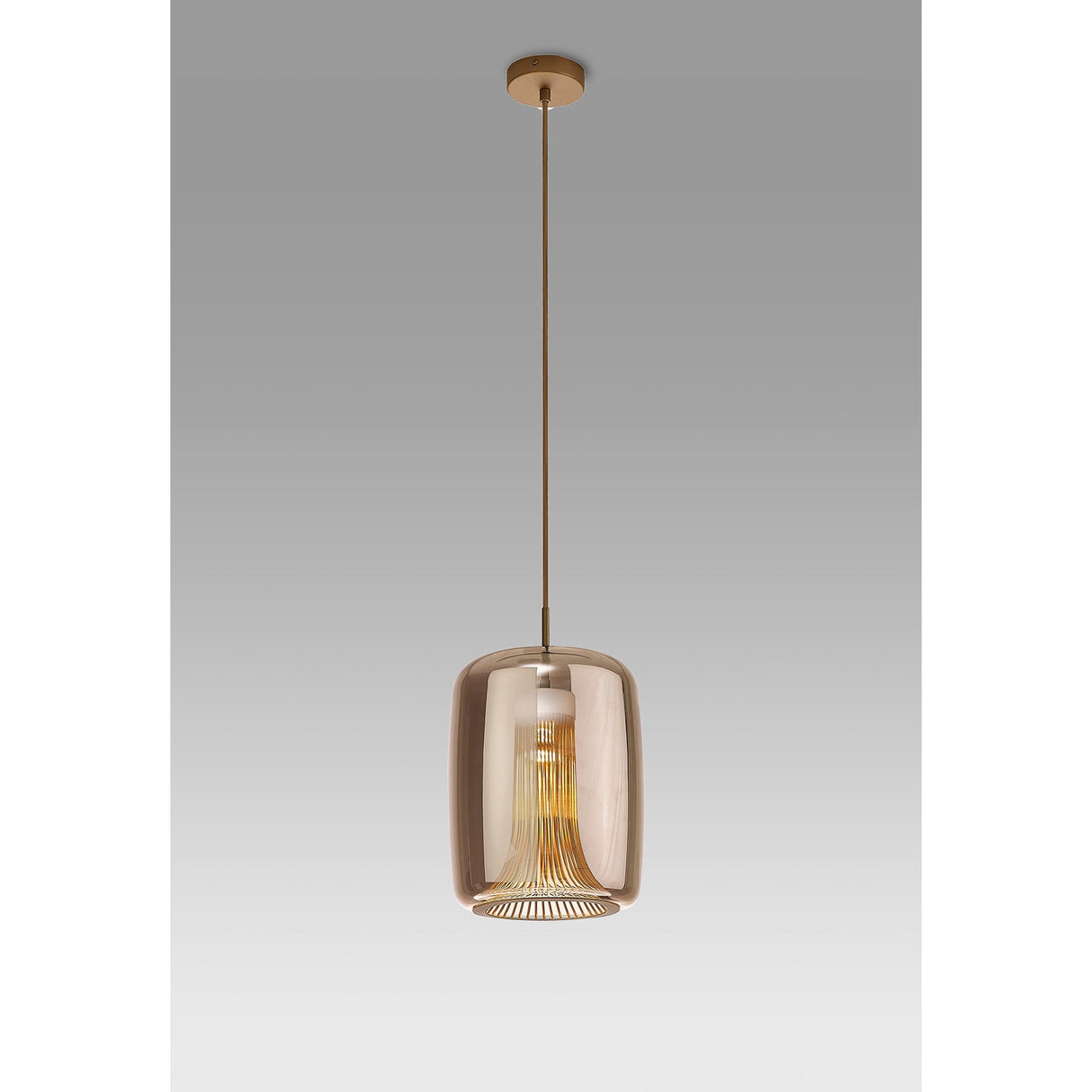 Kriss 24cm Cylinder 1 Light Glass Pendant Light - Bronze