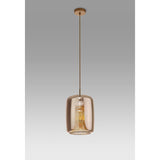 Kriss 24cm Cylinder 1 Light Glass Pendant Light - Bronze
