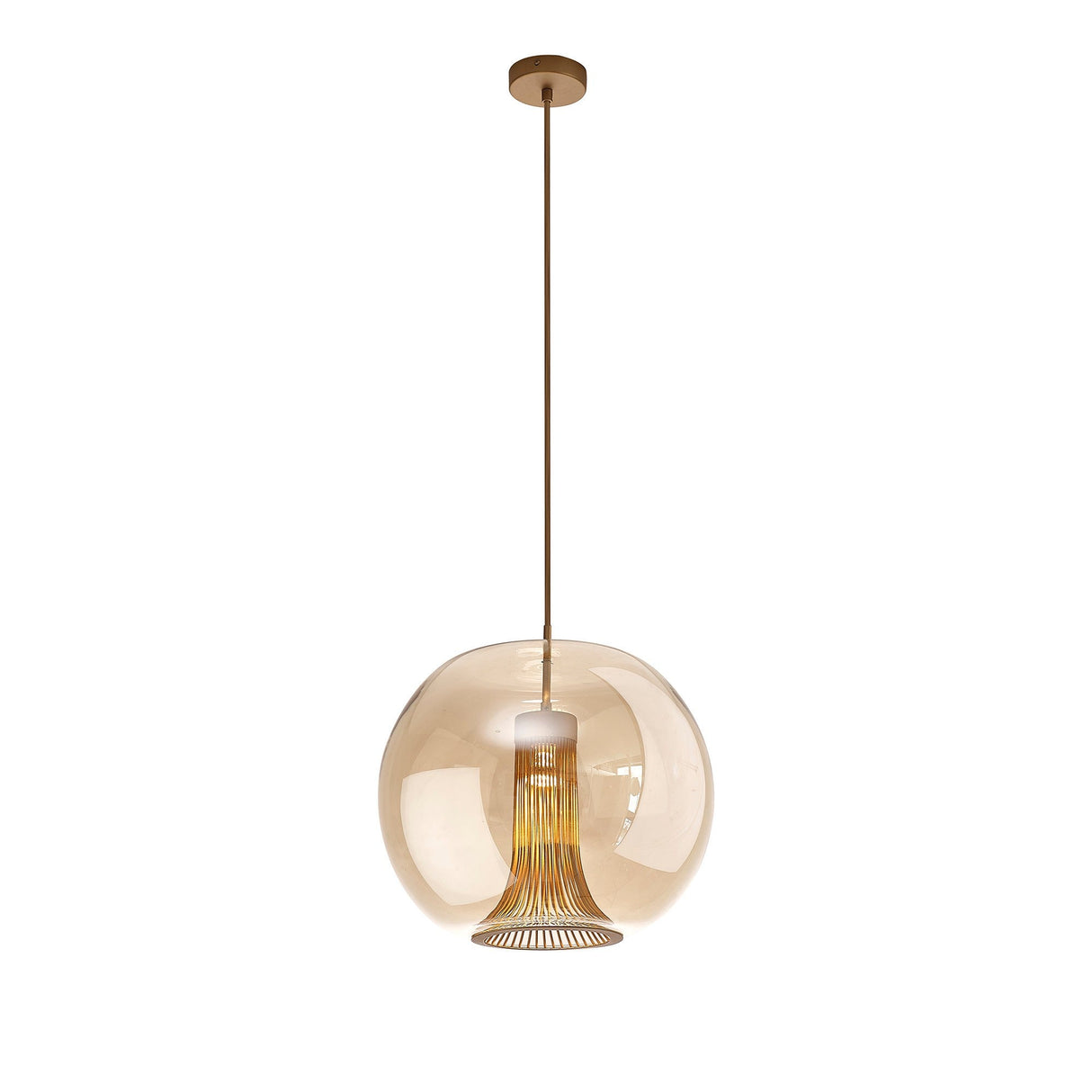 Kriss 40cm Circle 1 Light Glass Pendant Light - Bronze