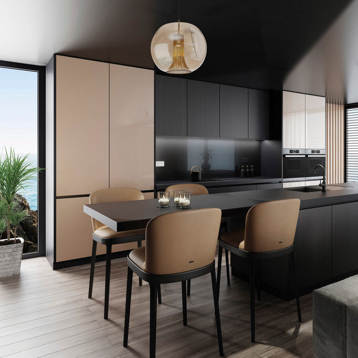 Kriss 40cm Circle 1 Light Glass Pendant Light - Bronze