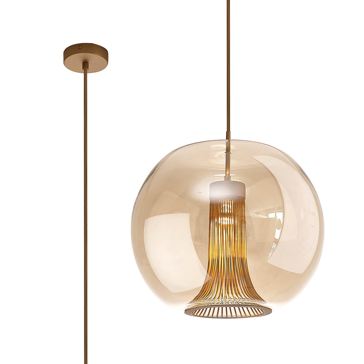 Kriss 40cm Circle 1 Light Glass Pendant Light - Bronze