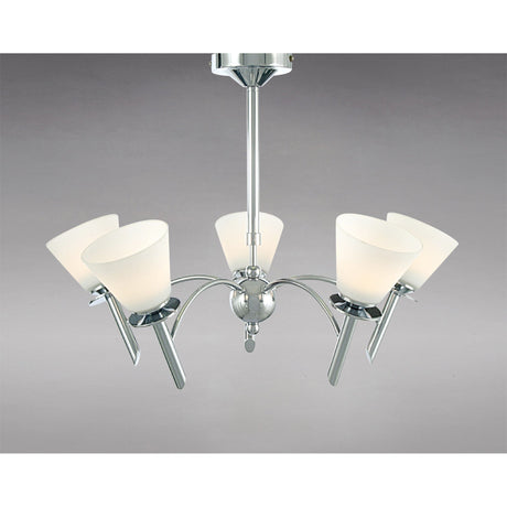 Kristina 45cm 5 Light Opal Glass Chandelier - Polished Chrome