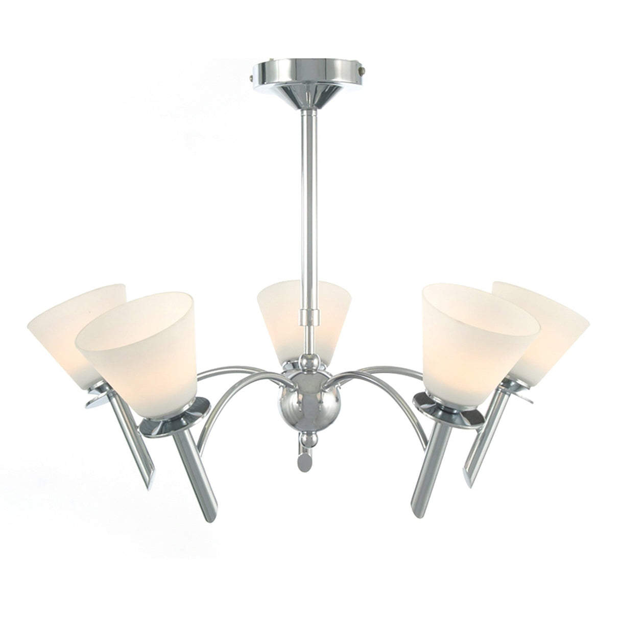 Kristina 45cm 5 Light Opal Glass Chandelier - Polished Chrome
