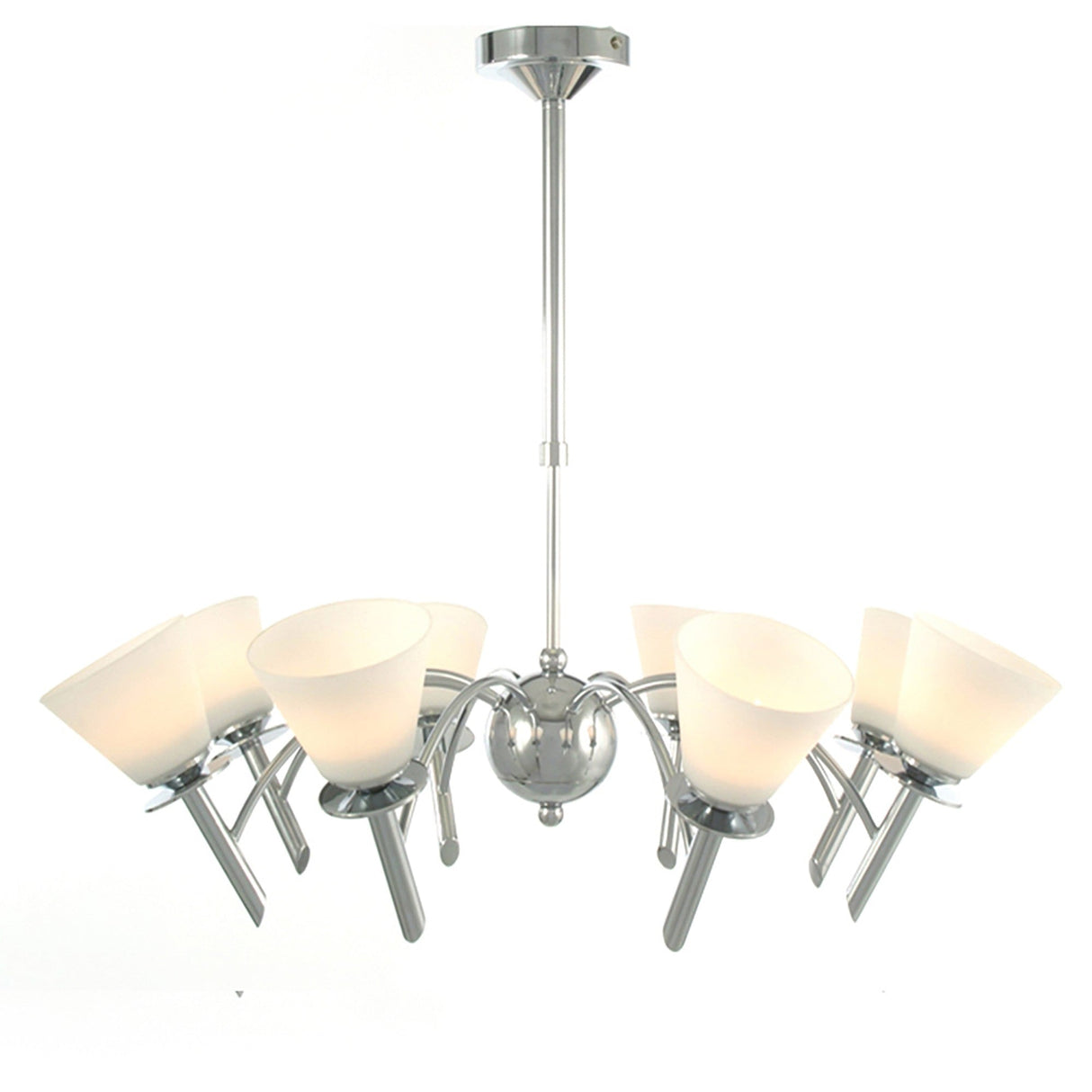 Kristina 64cm 8 Light Opal Glass Chandelier - Polished Chrome