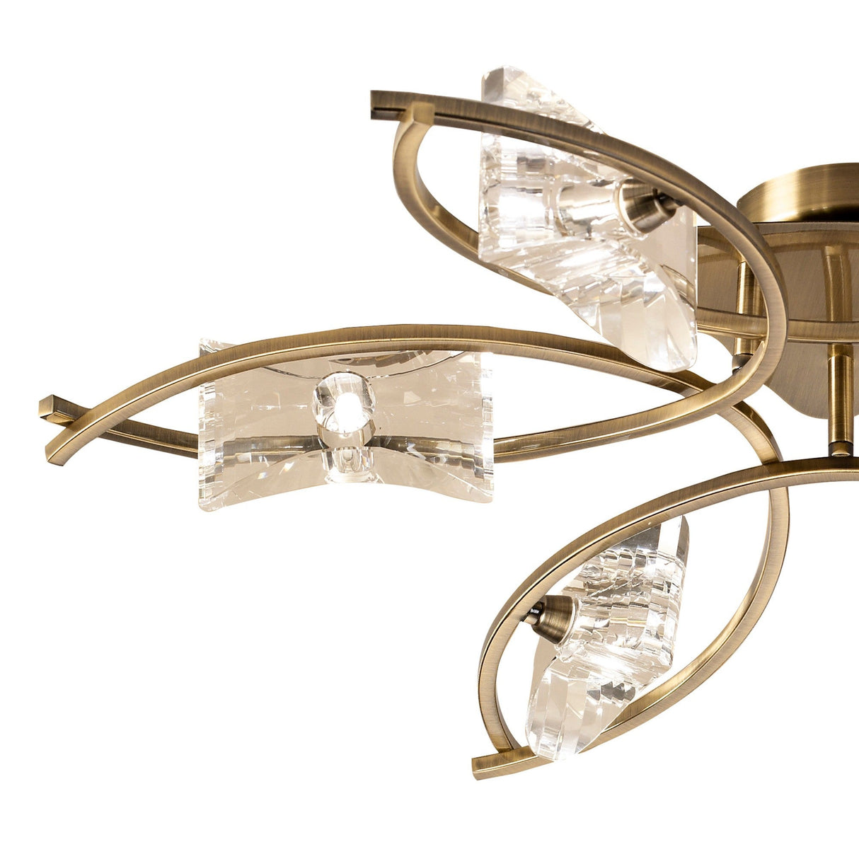 Kromo 6 Light Semi-Flush Ceiling Light - Antique Brass