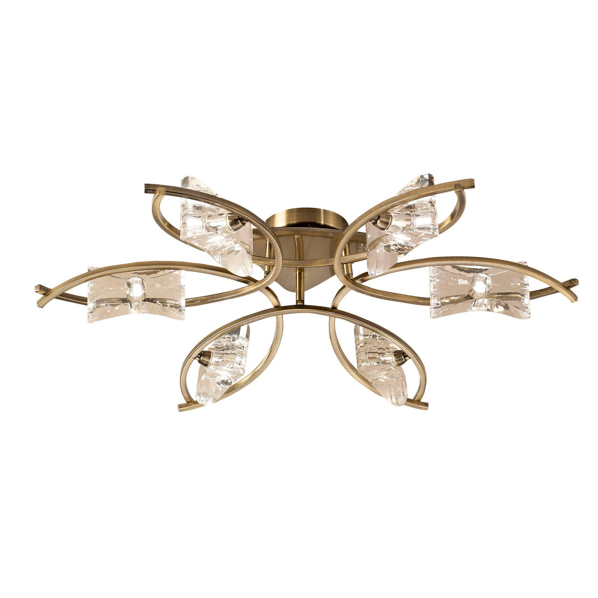 Kromo 6 Light Semi-Flush Ceiling Light - Antique Brass