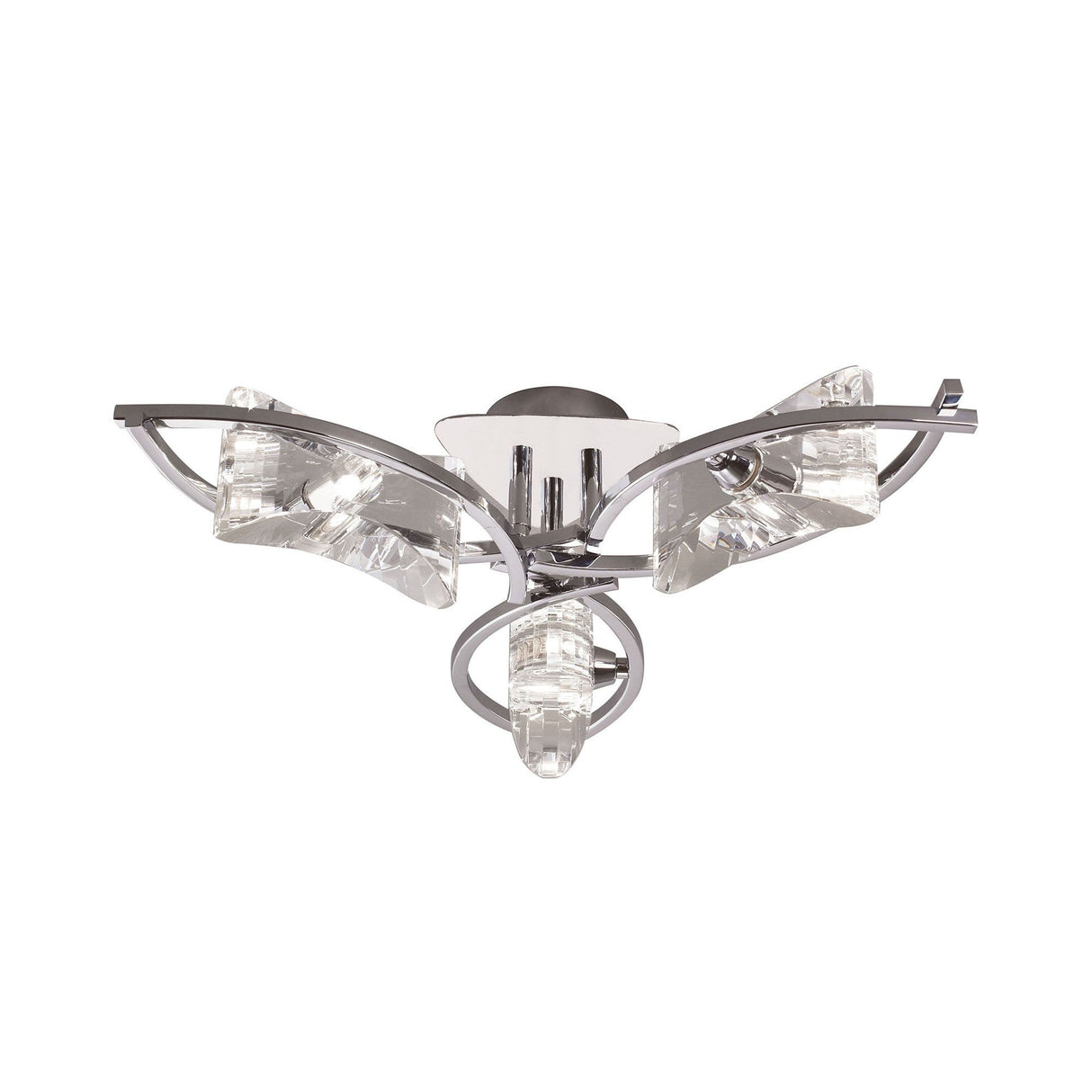 Kromo 3 Light Semi-Flush Ceiling Light - Polished Chrome