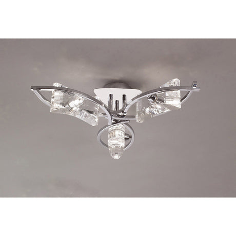 Kromo 3 Light Semi-Flush Ceiling Light - Polished Chrome