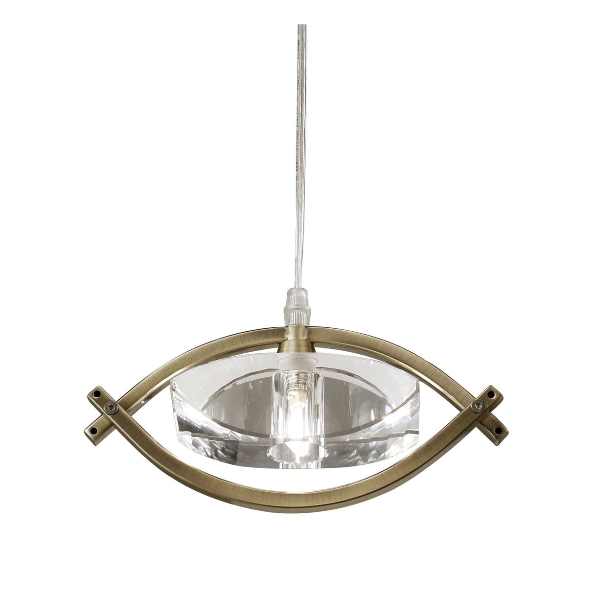 Kromo 1 Light Pendant Light - Antique Brass