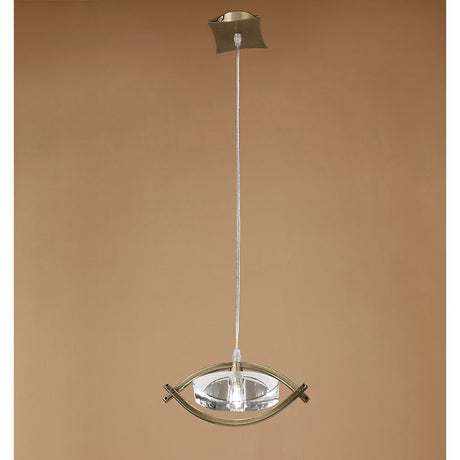 Kromo 1 Light Pendant Light - Antique Brass