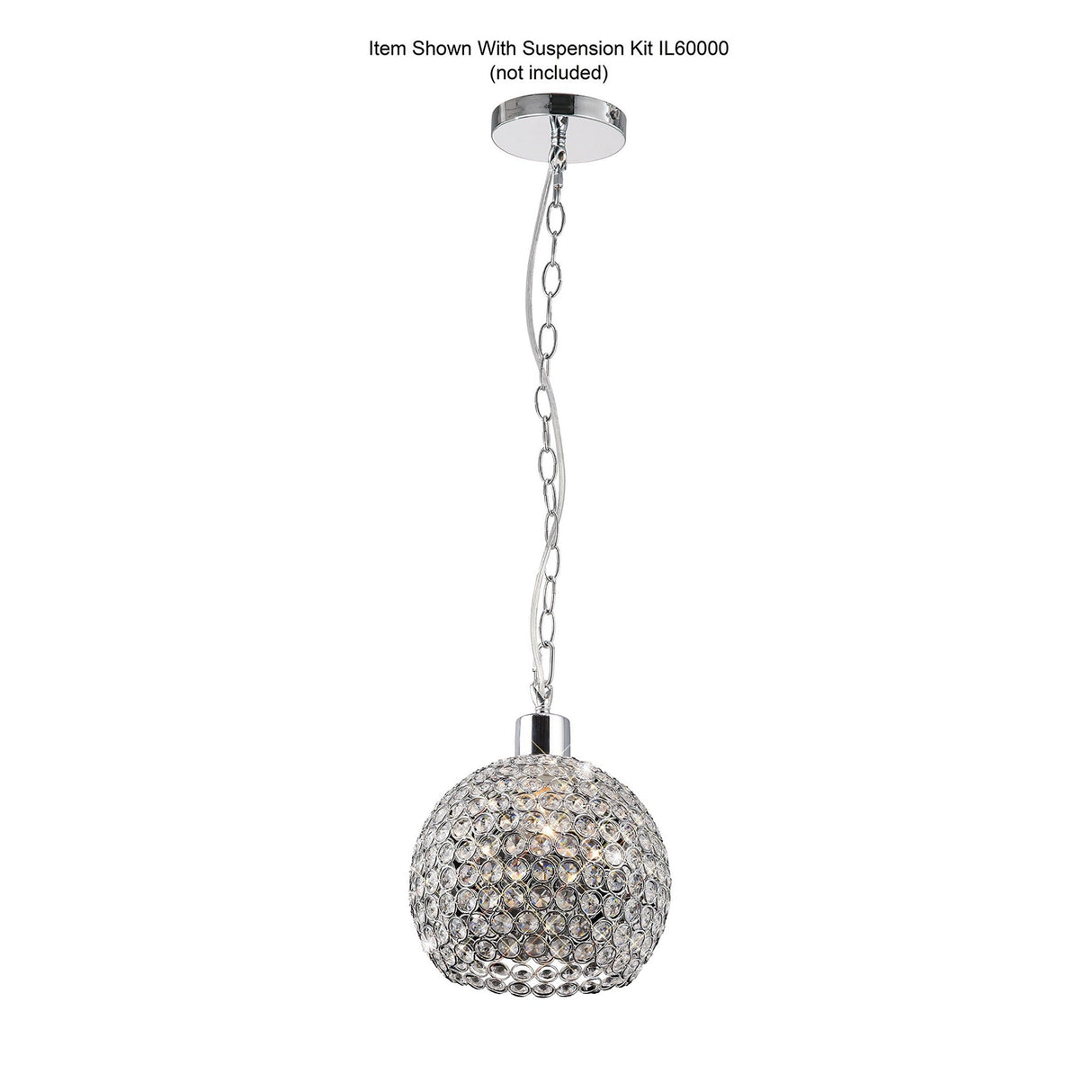 Kudo Crystal Ball Crystal Lampshade - Polished Chrome