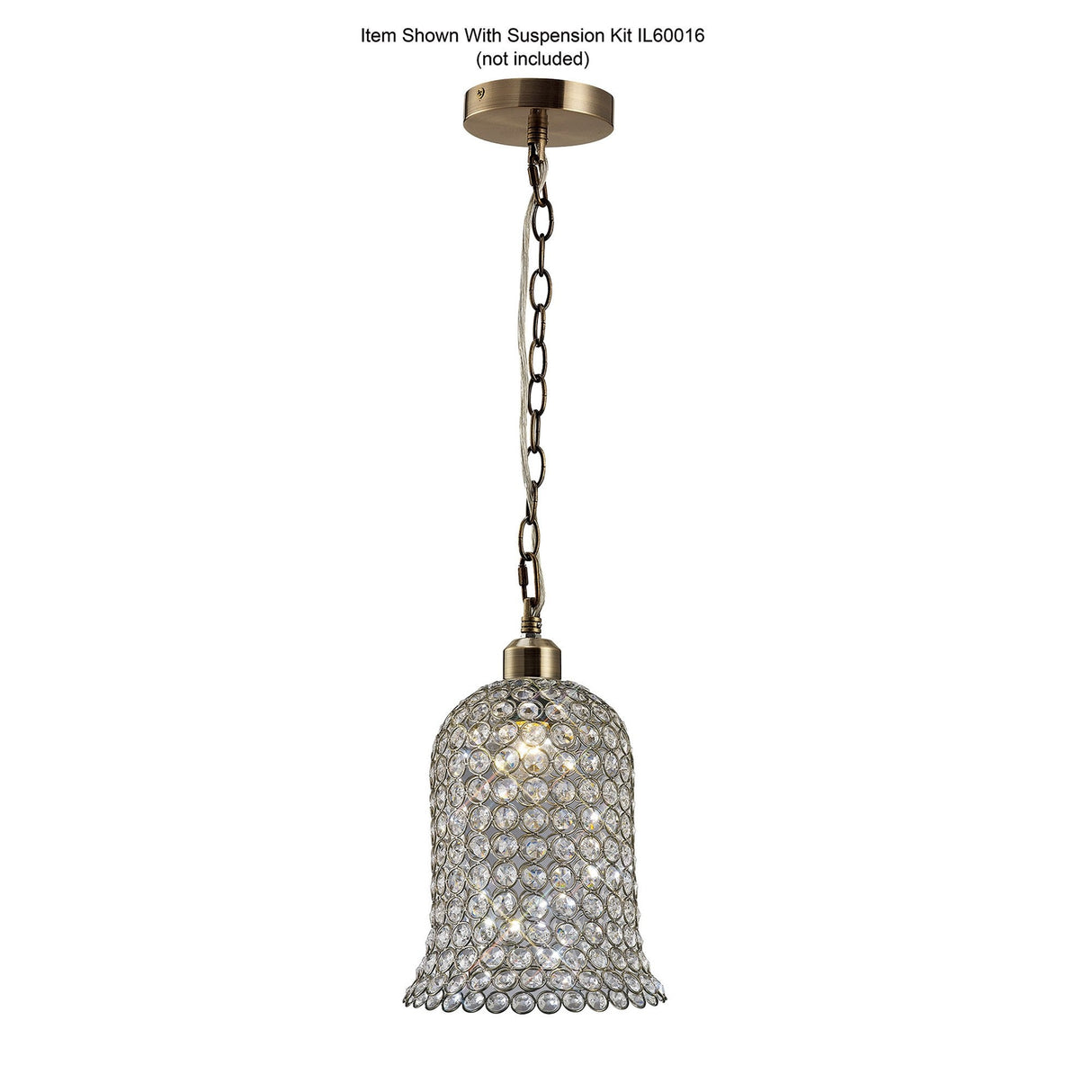 Kudo Crystal Bell Crystal Lampshade - Antique Brass