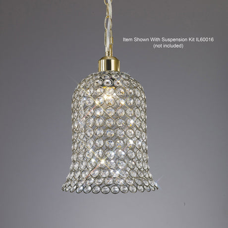 Kudo Crystal Bell Crystal Lampshade - Antique Brass
