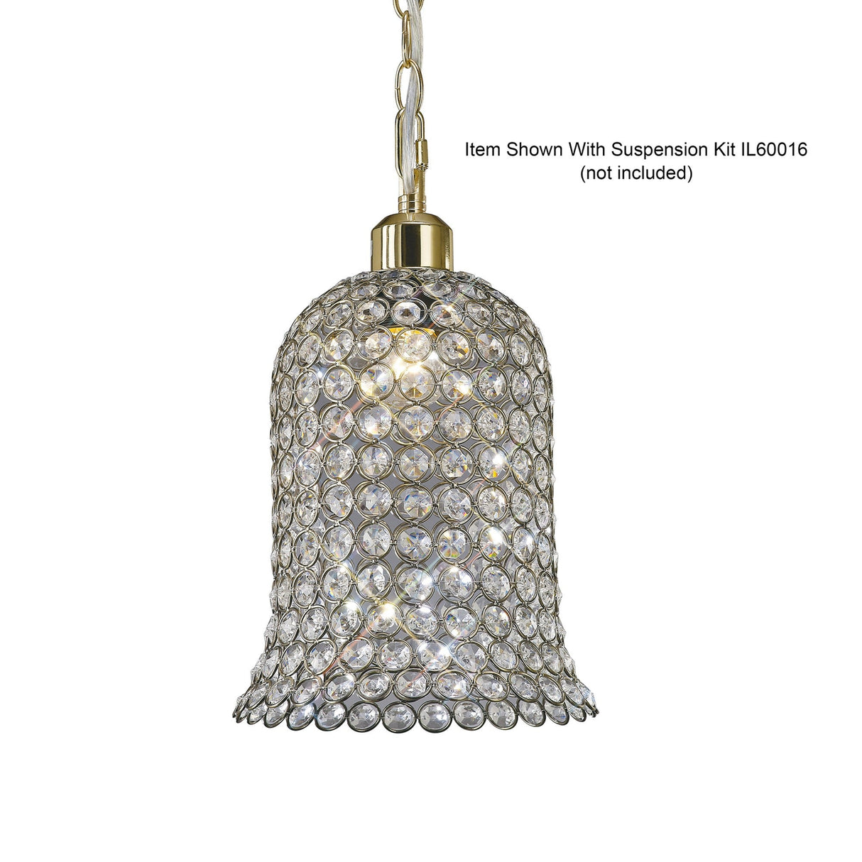 Kudo Crystal Bell Crystal Lampshade - Antique Brass