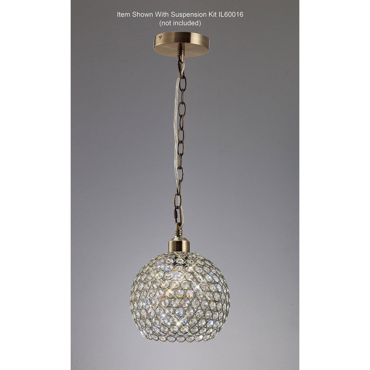 Kudo Crystal Ball Crystal Lampshade - Antique Brass